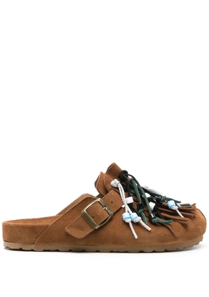 Scarosso Gea tasseled suede mules - Brown