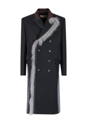 Marni double-breasted fur-trimmed coat - Black