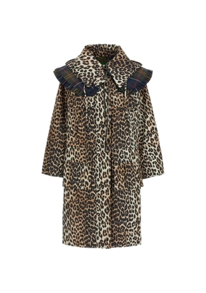 Barbour x Ganni animal print ruffled parka - Brown