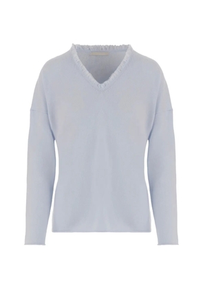 Allude fringed-neck sweater - Blue