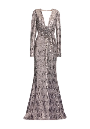 Elie Saab sequin-embellished open-back maxi dress - Grey