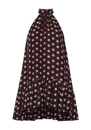 Cara Cara polka-dot ruffled mini dress - Brown