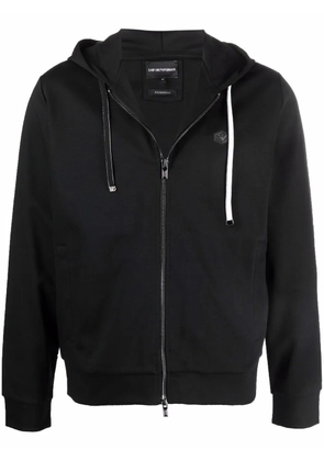 Emporio Armani logo-patch zip-up hoodie - Black