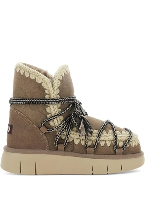 Mou 40mm crochet-detail lace-up boots - Brown