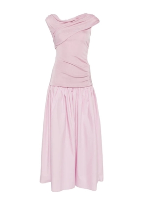 Self-Portrait draped gathered midi dress - Pink