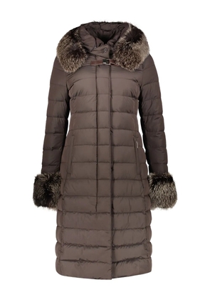 Moorer hooded zip-up coat - Brown