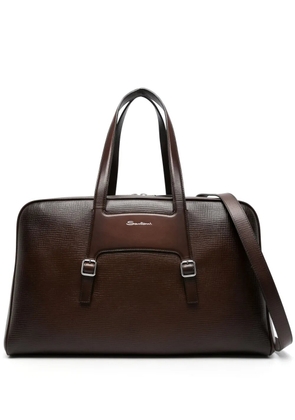 Santoni logo-lettering leather holdall - Brown