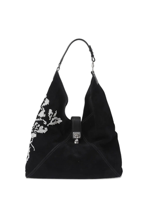 Ermanno Scervino floral-embellished buckle shoulder bag - Black