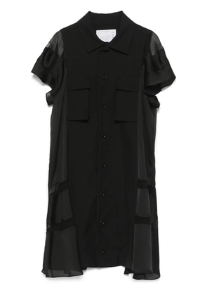sacai sheer-panels shirt dress - Black