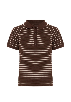 SAMSOE SAMSOE Samia striped buttoned polo top - Brown