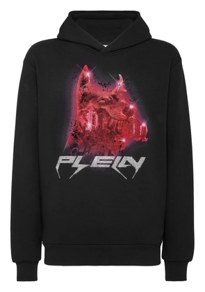 Philipp Plein logo-patch cotton hoodie - Black