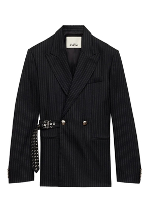 ISABEL MARANT pinstripe studded-belt jacket - Black