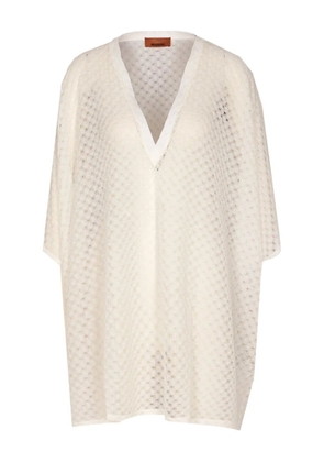 Missoni Raschel-knit V-neck short-sleeve kaftan - White