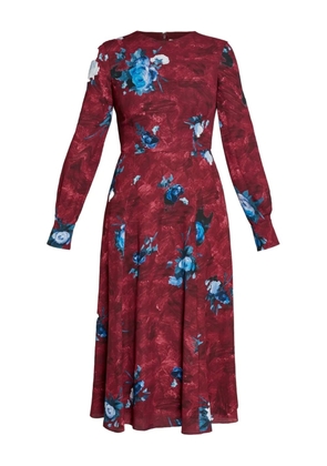 ERDEM floral-print long-sleeve midi dress - Red