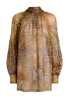 ETRO paisley animal-print silk top - Neutrals