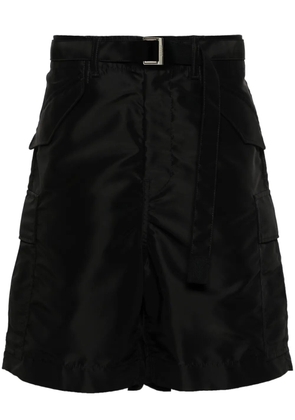 sacai belted cargo shorts - Black