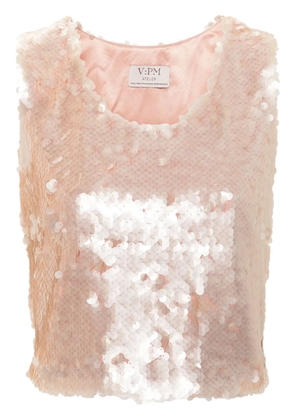 V:PM ATELIER Citrus sequin cropped top - Neutrals