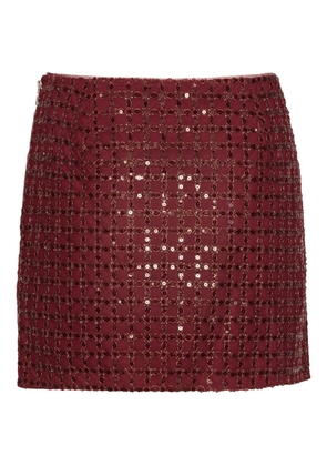 ROTATE BIRGER CHRISTENSEN grid-pattern sequin-embellished mini skirt - Red