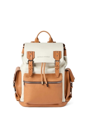 Brunello Cucinelli grained leather city backpack - Neutrals
