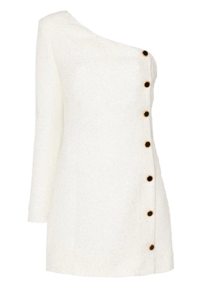 Alessandra Rich sequined one-sleeve mini dress - White