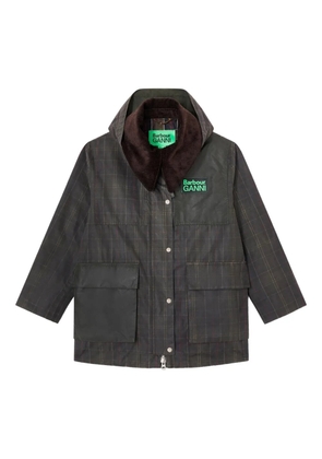 GANNI x Barbour corduroy-collar coat - Green