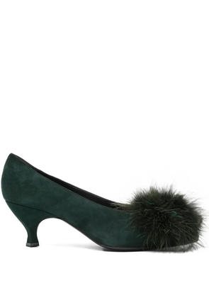 Romeo Gigli Pre-Owned 1990s pompom-detail suede pumps - Green