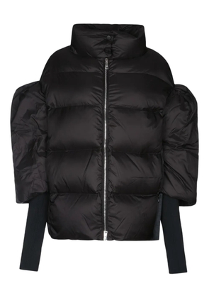 Add puff-sleeve quilted puffer jacket - Black