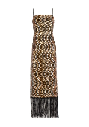 Taller Marmo Hemingway Disco fringed sequin-embellished midi dress - Gold