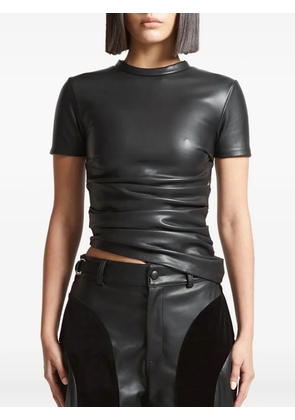 Manière De Voir ruched leather T-shirt - Black