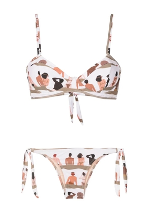 Amir Slama swimmer-print bikini - Neutrals