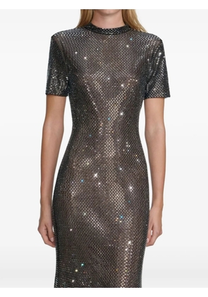 Self-Portrait short sleeve embellished dress - Black