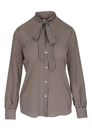Nili Lotan Irina striped tie-fastening blouse - Brown