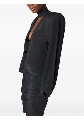 Mugler padded-shoulder high-neck mini dress - Black