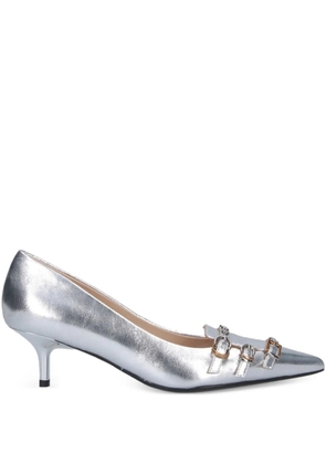 PINKO buckle-embellished pointed-toe pumps - Silver