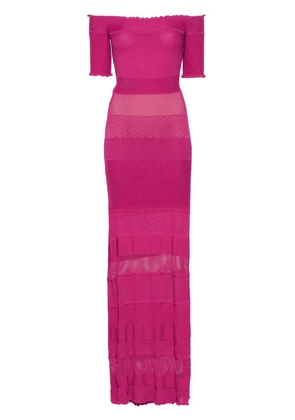 Gemy Maalouf off-shoulder knitted long dress - Pink