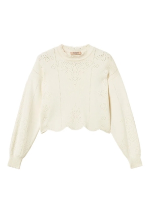 TWINSET scallop-hem cropped jumper - White