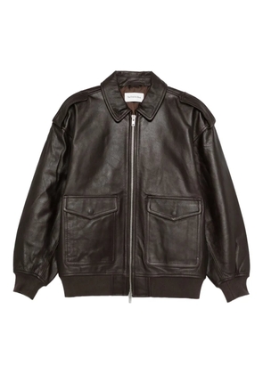 The Frankie Shop zip-fastening leather jacket - Brown