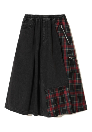 Undercover plaid-panelled midi skirt - Black