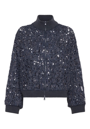 Brunello Cucinelli Dazzling embroidered cardigan - Blue
