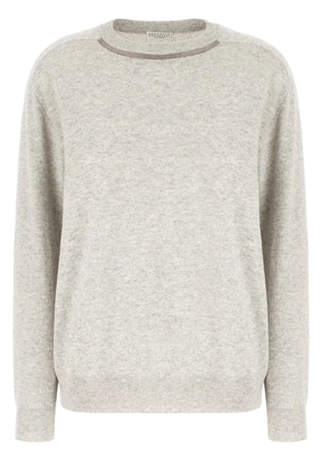 Brunello Cucinelli bead-detailed cashmere jumper - Neutrals