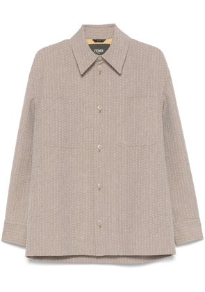 FENDI jacquard-stitching shirt jacket - Neutrals