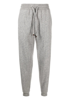Brunello Cucinelli striped cashmere-blend track pants - Grey