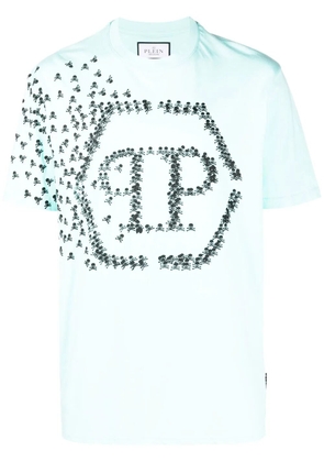 Philipp Plein Skull Bones logo-print T-shirt - Blue