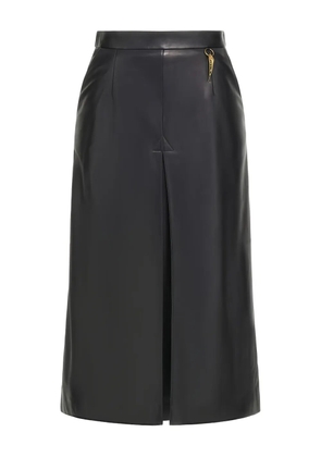 Roberto Cavalli leather pleat-front midi skirt - Black