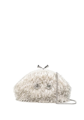 Anya Hindmarch beaded-embellished clutch bag - Silver