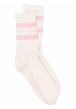 Golden Goose distressed-effect striped cotton socks - White