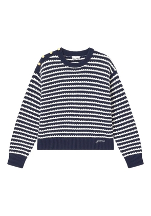 GANNI striped button-detail sweater - Blue