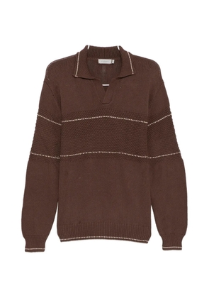 Canali striped V-neck jumper - Brown