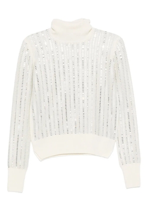 Ermanno Scervino rhinestone-embellished turtleneck jumper - Neutrals