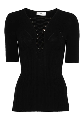 Elisabetta Franchi lace-up T-shirt - Black